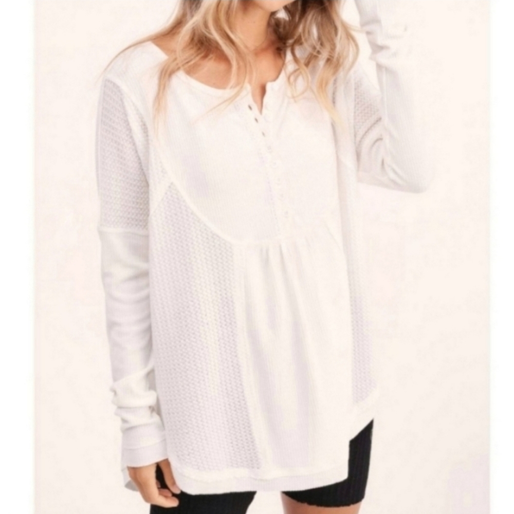 White Bohemian Long Sleeve Thermal Top